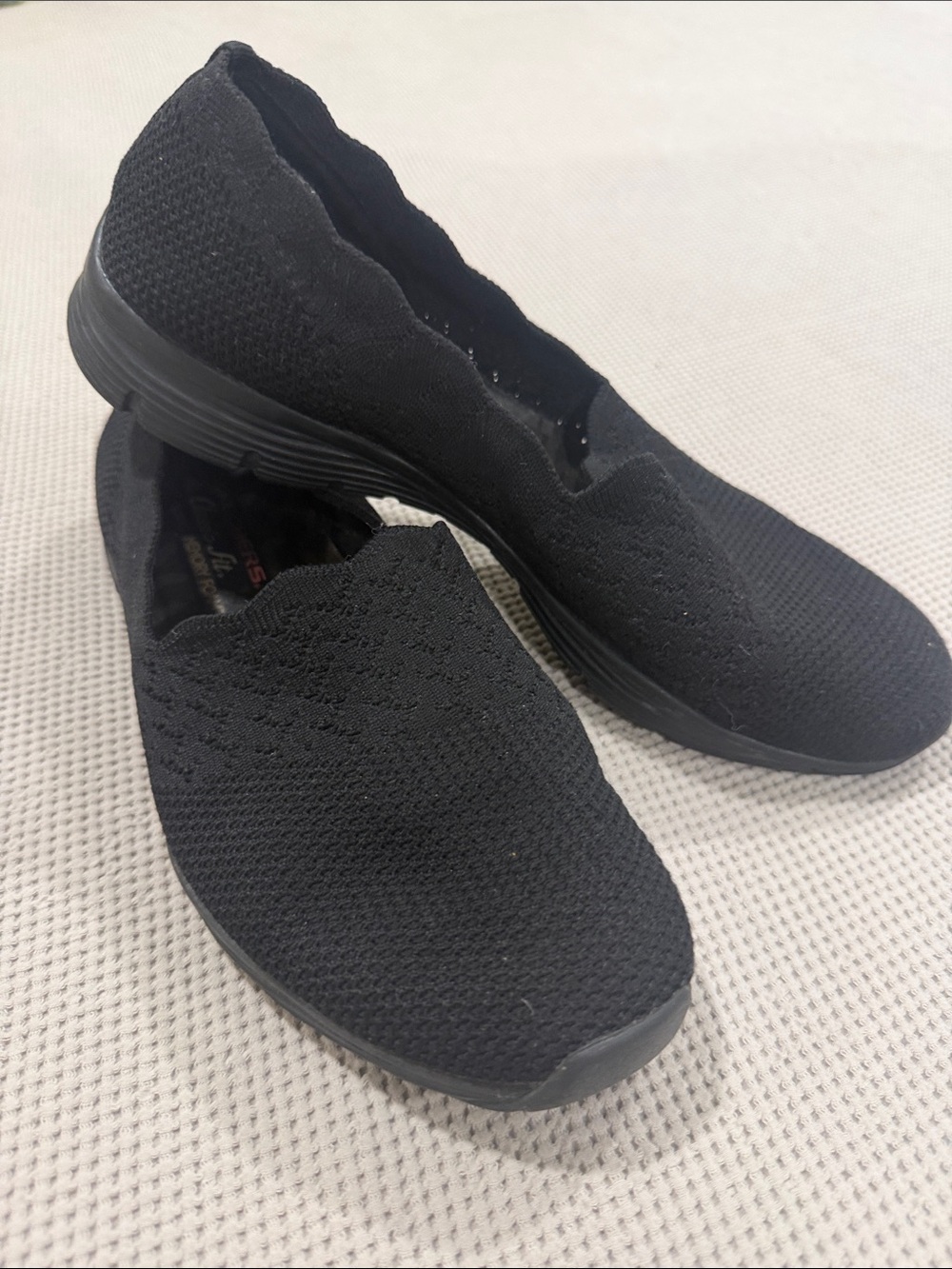 Skechers Women's Black Knit Slip-On Flats